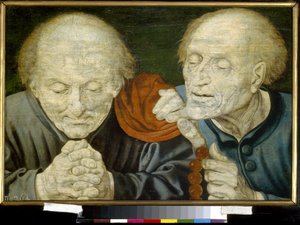 二人の老人 (Two Old Men)。 マリヌス・クラエスゾーン・ファン・レイマースヴァーレ (1490 年頃 - 1567 年以降) による絵画、木に油彩。 16世紀のオランダ美術。 州立 A. プーシキン美術館、モスクワ。 作： Marinus van Reymerswaele