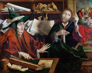 La parabole du gerant malhonnete - 不当な執事のたとえ」レイマーズワエレ、マリヌスクレーズ、ファン（1490年頃-1567年以降）作。木に油彩、1540年頃。寸法：77x96.5cm。ヴィエンヌ美術史博物館 作： Marinus van Reymerswaele