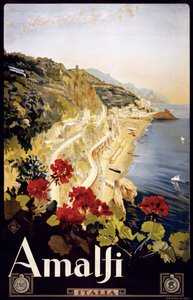 アマルフィ海岸旅行ポスター、1910年頃（リトグラフ 作： Mario Borgoni