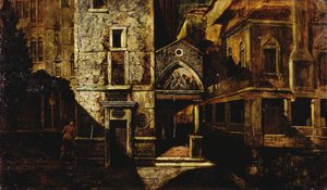 ヴェネツィアのコーナー、マリオ・デ・マリア作、マリウス・ピクトル（1852-1924）の仮名、パネルに油彩、39.5x66.5 cm 作： Mario de (1852 1924) Maria