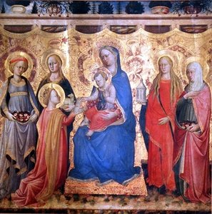 聖カタリナの神秘的な結婚」（パネルにテンペラ 作： Mariotto di Cristofano