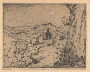 谷間の東洋都市の眺め 作： Marius Bauer (signed by artist)
