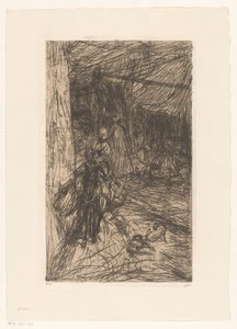 ロバに乗った少年 作： Marius Bauer (signed by artist)