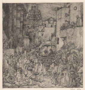 群衆は大いなる喜びで通りを満たした 作： Marius Bauer (signed by artist)