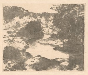 川のある丘陵の風景 作： Marius Holleman