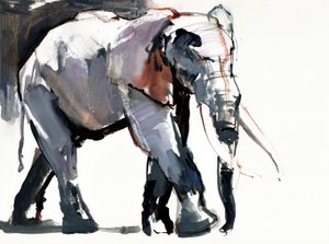 アフリカゾウ、2012年（紙のミクストメディア） 作： Mark Adlington