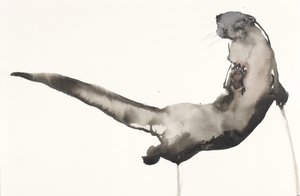 後洗い（カワウソ）（紙にインクとトイレ） 作： Mark Adlington