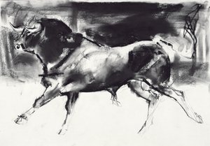 ブラックブル（紙に木炭） 作： Mark Adlington