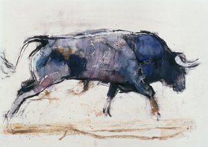 チャージング・ブル、1998年（紙のミクストメディア） 作： Mark Adlington