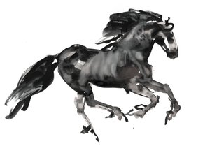 Gallop、2015年（紙にインクと水彩）