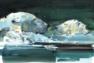 ノーズ・トゥ・ノーズ、2016年（水彩、紙） 作： Mark Adlington