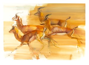 ランニングガゼル, 2010 (油彩・紙) 作： Mark Adlington