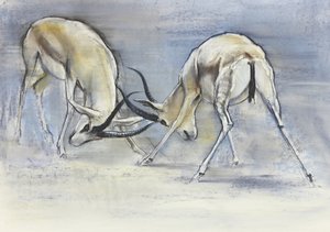 砂のガゼル、2009（紙にコンテと木炭）