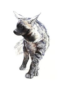 縞模様のハイエナ子犬、2010年（紙にコンテとパステル） 作： Mark Adlington