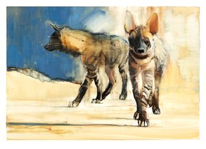縞模様のハイエナ、2010（紙に油彩） 作： Mark Adlington