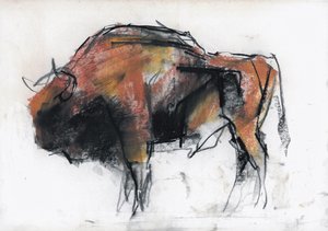 ズブレ、ビャウォヴィエジャ（木炭と紙のコンテ） 作： Mark Adlington