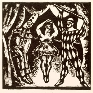 道化師、ロジャー・フライの木版画
