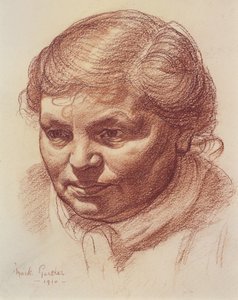アーティストの母親の頭、1910年（紙に楽観的） 作： Mark Gertler