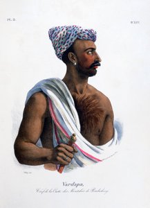 「ポンディシェリー プドゥシェリーのカーストの首長」、インド、1828 年 作： Marlet et Cie