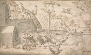 鳥と犬のいる風景 作： Marmaduke Cradock
