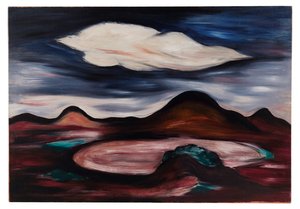 単一のクラウドを含むランドスケープ 作： Marsden Hartley