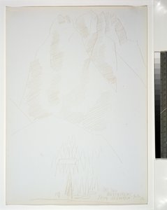手前の建物や木々と山の風景 作： Marsden Hartley
