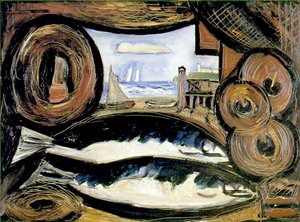 フィッシュハウス、ニューイングランド、1934 作： Marsden Hartley
