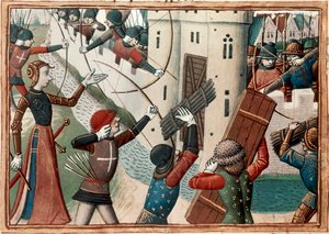 オルレアン包囲戦のジョーン・オブ・アーク、シャルル7世のヴィジルからの細密画 作： Martial de Paris (fl.15th century)