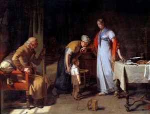 不幸な家族を助ける若い女性 マルタン・ドローリング（1752-1817）の絵画 19世紀 Caen, Musee des Beaux Arts 作： Martin Drölling