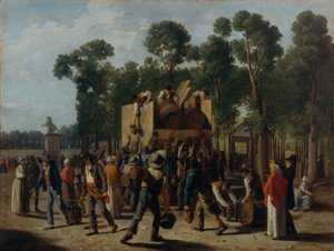 シャンゼリゼでのワインの分配、1795年頃（油彩・紙、キャンバスにマウント） 作： マーティン・ドレリング