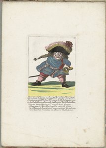 De Frances dwerg Don Luis Champ-merdant, ca. 1710年 ドン・ルイス・シャン・メルダン、リトル・マスターズの准将、フランスのグランド・ブレトゥール、ドイツの喧嘩屋に対するガスコンの頭で、彼らの大隊を打ち倒している（オブジェクトのタイトル） 復活したイル・カロット 作： Martin Engelbrecht (attributed to)