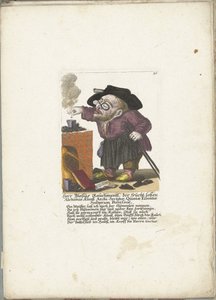De werg Blasius Rauchmantl als alchemist, ca. 1710年 Herr Blasius Rauchmantl, der frucht-loßen Alchimie kunst Arch-Sectarian, Possessor of the Fifth Essence of Fools (オブジェクトの称号) Il Callotto resurcitato または Neu eingrichtes Zwerchen キャビネット (シリーズ ti 作： Martin Engelbrecht (attributed to)