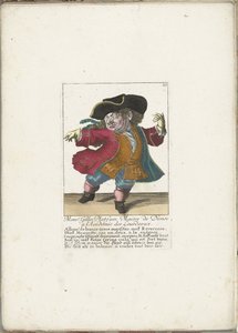 フランスのダンスマスターとしてのドワーフのジル・プラトフューズ。 1710年 マネージャー Gilles Platfues、アカデミー デ ルドーのダンスのマスター (オブジェクトのタイトル) Il Callotto resurcitato または新しく任命された Zwerchen 内閣 (シリーズ タイトル) 作： Martin Engelbrecht (attributed to)