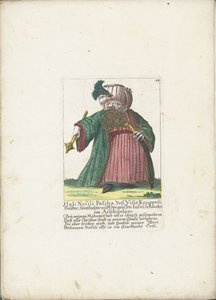 De dwerg ハリ ナシリ パシャ、1710 年頃 ハリ・ナシリ・パシャ、彼の兄弟であるビシル・クヌッペルリ、列島の大きな島シュメクスの知事（オブジェクトのタイトル） Il Callotto resurcitato または Newly Furnished Small Cabinet (シリーズ タイトル) 作： Martin Engelbrecht (attributed to)