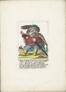 De dwerg Holloka Chimichko Buttiam ウランをフザールとして、1710 年頃 Holloka Tschimitschko Buttiam Uran、Neuheussl 駐屯地の Ragoßischer Hussarn 大佐 (オブジェクトのタイトル) Il Callotto resurcitato または Newly Furnished Small Cabinet (シリーズ タイトル) 作： Martin Engelbrecht (attributed to)