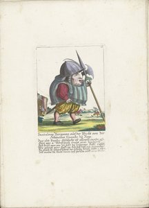 ドゥワーグ パンタレオン ビュルグマン ヴァン デ ツヴィツェルセ ガルデ テ ローマ、1710年頃 Pantaleon Bürgman、ローマのスイス衛兵の警備任務中 (オブジェクトのタイトル) Il Callotto resurcitato または Newly Furnished Small Cabinet (シリーズ タイトル) 作： Martin Engelbrecht (attributed to)