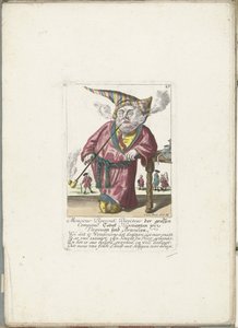 1710 年頃、たばこ屋の会社の取締役としてのドウェルグ ピルーク バージニア州とブラジルにある大企業 Tabak Negotianten のディレクター、Monsieur Piperouk (オブジェクトのタイトル) Il Callotto resurcitato または新しく家具付きの小さなキャビネット (シリーズ タイトル) 作： Martin Engelbrecht (attributed to)