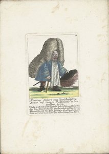 De dwerg Robert von Parukenfeldt、1710年頃 ムッシュ ロベルト フォン パルケンフェルト、グレート ガラのロング ネック クロスの騎士 (オブジェクトのタイトル) Il Callotto resurcitato または Newly Furnished Small Cabinet (シリーズ タイトル) 作： Martin Engelbrecht (attributed to)