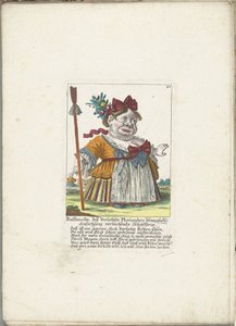 1710 年頃、女放牧婦としてのドワーグ ルファネッラ 羊飼いのラファネラ、プロリアンダーの移動要求を笑っている (オブジェクトのタイトル) Il Callotto resurcitato または Newly Furnished Small Cabinet (シリーズ タイトル) 作： Martin Engelbrecht (attributed to)