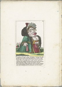 ポルツェラーナ・キンカンクの似顔絵 Porzellana Kinkank, Kuey Chinkim Choâm ラップランドが所有するモゴリアの王女 Deserta 島の Kuchlmeister Nutsch Moloff、妻 (オブジェクトのタイトル) Il Callotto resurcitato または再生品 作： Martin Engelbrecht (attributed to)