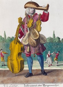 リュート奏者、マルティン・エンゲルブレヒト（1684-1756）の「Assemblage des nouveau manouvries habilles」の版画、ドイツ 作： Martin Engelbrecht