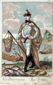 メチエ。魚の木です。マーティン・エンゲルブレヒト(1684-1756)によるエングレーヴィング、18世紀、ドイツの「マヌーヴリー・ハビーユの新しい集合体」。パリ、装飾美術 作： Martin Engelbrecht