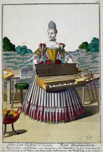 オルガン製作者の妻 マーティン・エンゲルブレヒト（1684-1756）の「Assemblage des nouveau manouvries habilles」からの彫刻（ドイツ