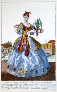 ソフトファニッシャーの妻』1735年頃（カラーエングレーヴィング） 作： Martin Engelbrecht