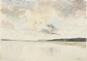 セーヌ川の河口（紙に鉛筆と水彩） 作： Martin Hardie