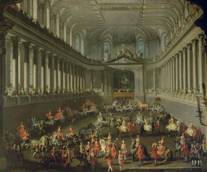 1743年のプラハでのフランス軍の敗北を祝うための、ウィーンホフの冬の乗馬学校の騎兵隊（詳細は66596および66708を参照） 作： Martin II Mytens or Meytens