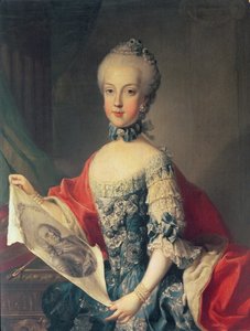 マリアカロライナ大公（1752-1814）、オーストリアのマリアテレジア（1717-80）の13番目の子、フェルディナンド1世の妻（1751-1825）二人のシチリアの王、父親の皇帝フランの肖像画を保持