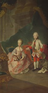 オーストリアのマリアテレジア皇后（1717-80）、レオポルド（1747-92）（後の皇帝レオポルド2世）と2人の子供、マリアクリスティーネ王女（アルブの創始者アルバートザクセンテッシェンの妻）