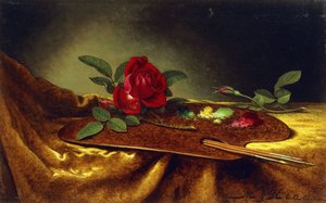 パレット上のバラ、1880インチ 作： Martin Johnson Heade
