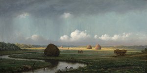 突然のシャワー、ニューベリー沼地、1865-75 作： Martin Johnson Heade